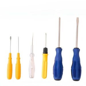 Jogo Ferramentas Combo Inox Plástico Pp Azul E Amarelo 6 Peças