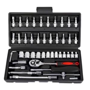 Kit 46 Chave Catraca Jogo De Soquetes Allen Torx Ferramentas